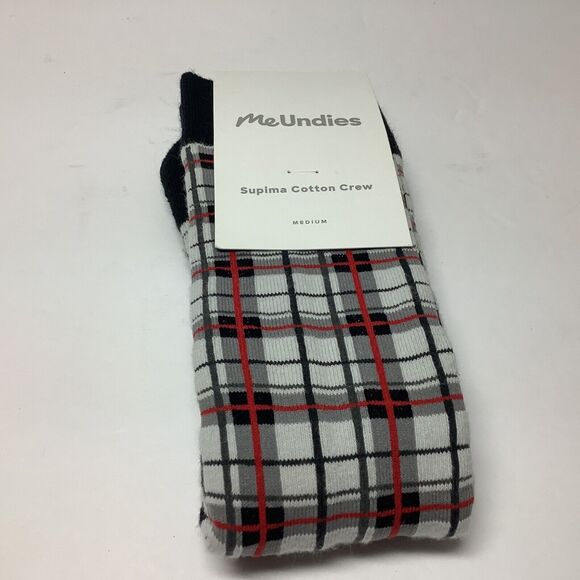 MeUndies Plaid Medium Supima Cotton Crew Socks NEW with tag - Picture 1 of 5
